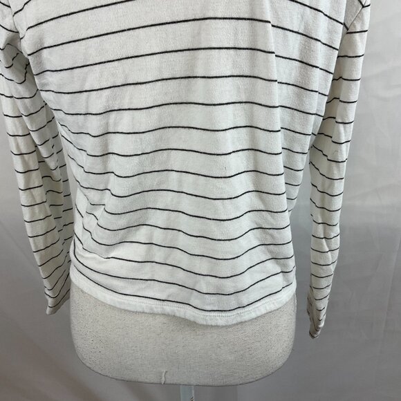 Marine Layer Top S White Black Striped Hoodie Long Sleeve - Picture 9 of 10